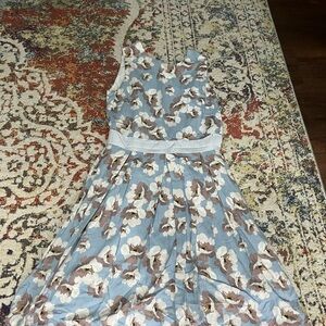 Floral Sleeveless Dress with Belt